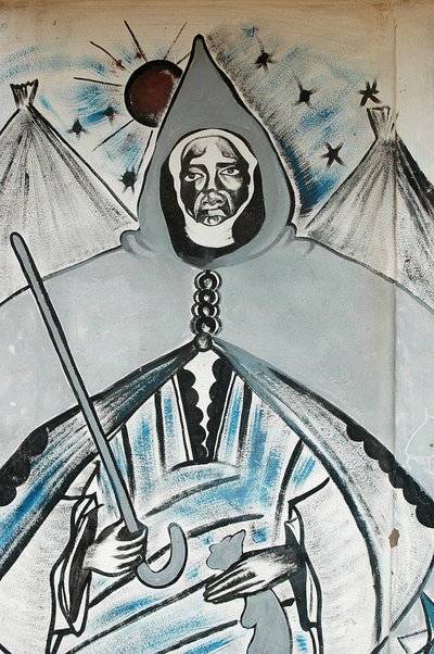 イスラム教の精神的指導者を描いた壁画（ダカール、セネガル 作： Unbekannt