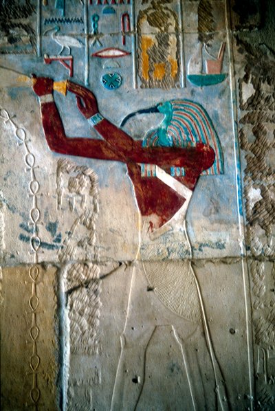 神トトを描いた壁画、ラメセス3世の神殿、メディネトハブ、エジプト、c1187〜c1156紀元前 作： Unbekannt