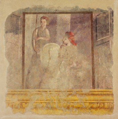 P.ファニウスの別荘の部屋Hの北壁からの壁画の断片...、ca。紀元前50〜40年 作： Unbekannt