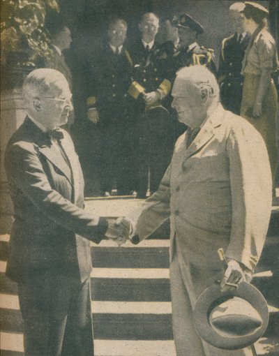 1945年の首相と大統領間のウォームハンドシェイク 作： Unbekannt