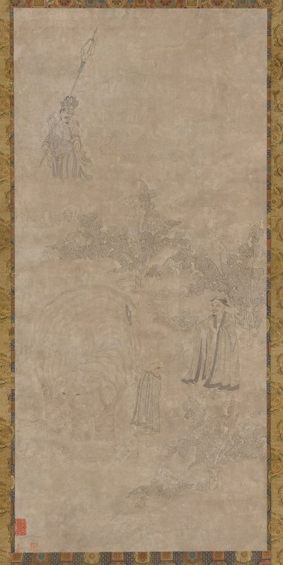 白象を洗う、明代、16～17世紀。 作： Unbekannt
