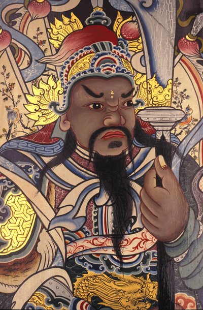 ワット・ポー仏教寺院の守護神がドアに描かれている バンコク タイランデ 作： Unbekannt