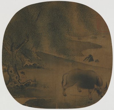柳の下の水牛と牧童、13世紀。 作： Unbekannt