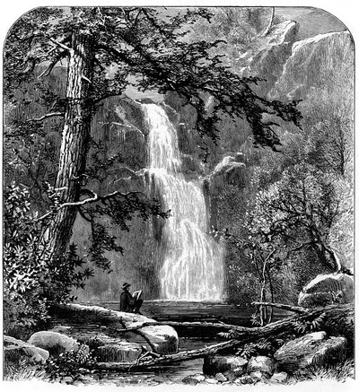 米国カリフォルニア州ヨセミテ渓谷の滝、c1875 作： Unbekannt