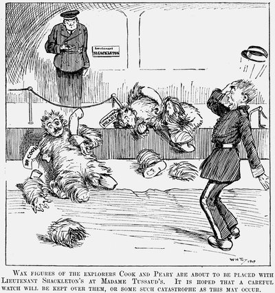 ロンドンのマダムタッソー蝋人形館での極地探検家、ピアリーとクックのワックスモデル、1909年 作： Unbekannt
