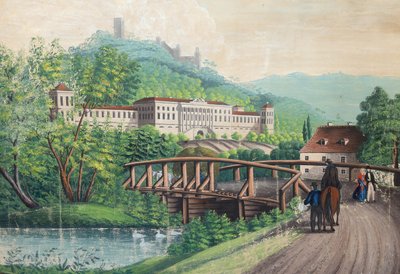 19世紀半ばのバーデン近くのヴァイルブルク城。 作： Unbekannt