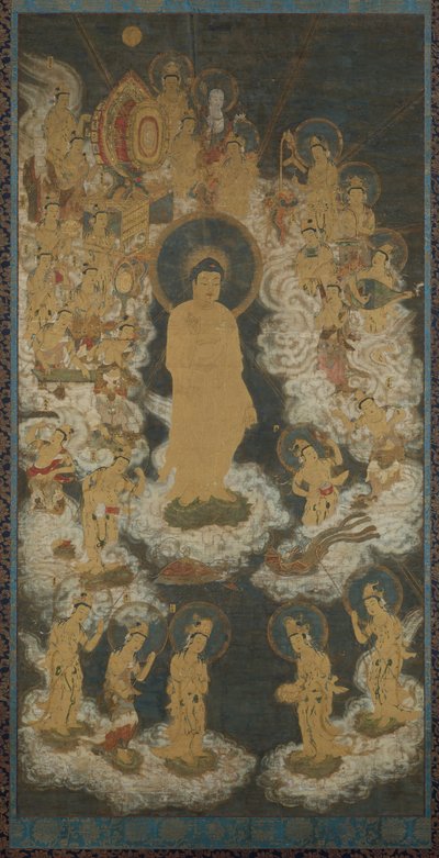 アミダと菩薩の降下、14世紀後半。 作： Unbekannt