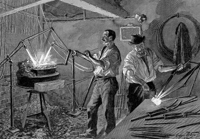 自転車フレームの溶接、フランス、1896 作： Unbekannt