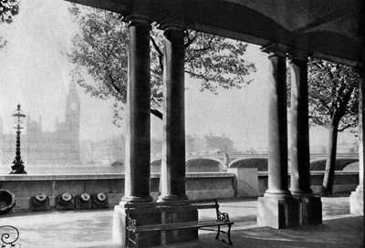 セントトーマス病院のテラスから見たウェストミンスターブリッジとビッグベン、1926年〜1927年 作： Unbekannt