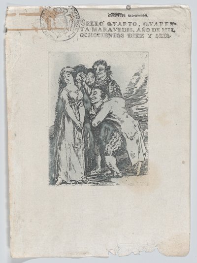 1816年以降、若い女性が男性のグループに囲まれている. 作： Unbekannt