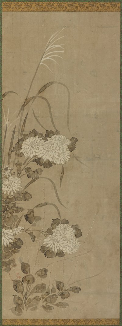 白い菊と草、江戸時代、1615-1868. 作： Unbekannt