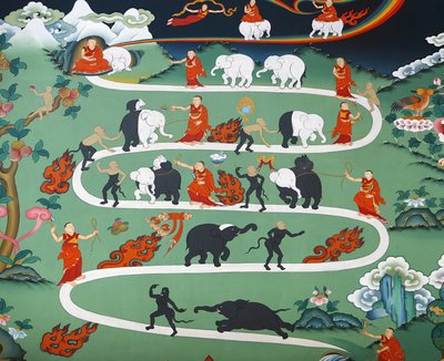 ネパール・カトマンズ、コパン僧院での白象の物語 作： Unbekannt