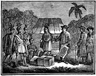 ウィリアムペンとネイティブアメリカン、イギリスのクエーカー教徒入植者、1830年 作： Unbekannt