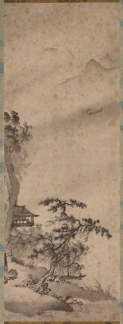 1400年代半ばの風光明媚なヨットのある風景。 作： Unbekannt