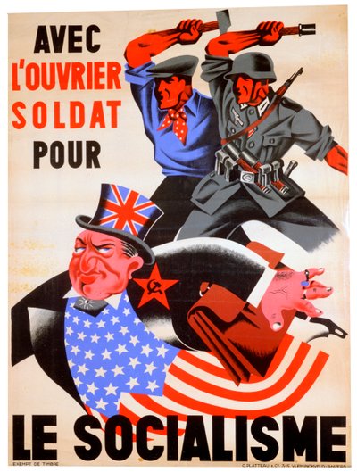 社会主義の労働者と兵士とともに、ベルギー親プロナチ宣伝ポスター、c1941-1944 作： Unbekannt