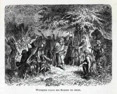 ウィッテキントは彼のサクソン人を武器に呼びます、1882 作： Unbekannt