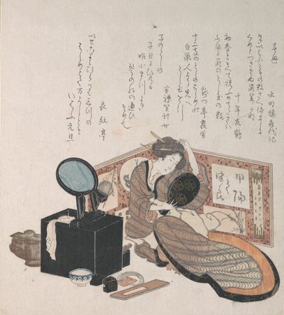 髪を整える女性、19世紀。 作： Unbekannt