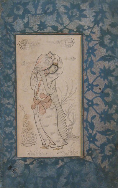 花瓶を運ぶ女性、17 世紀。 作： Unbekannt
