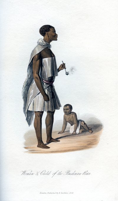 ブッシュマン民族の女と子供、1848 作： Unbekannt