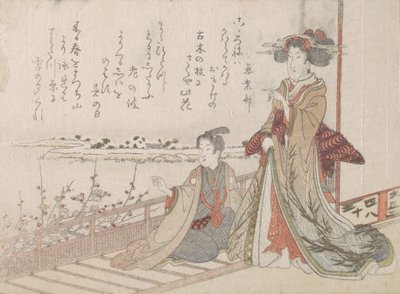 ベランダの女性と若者、1806年。 作： Unbekannt