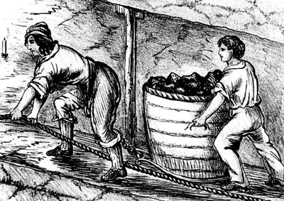 炭鉱で働いている女性と少年、ボルトン、ランカシャー、1848 作： Unbekannt