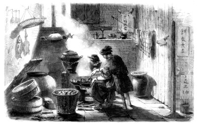 1861年の旧正月のケーキを準備する女性 作： Unbekannt