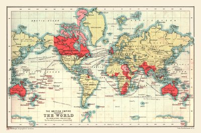 大英帝国を示す世界地図、1902年。 作： Unbekannt
