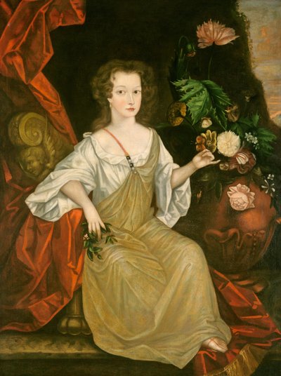 蝶を持つ若い女性、c。 1710年。 作： Unbekannt