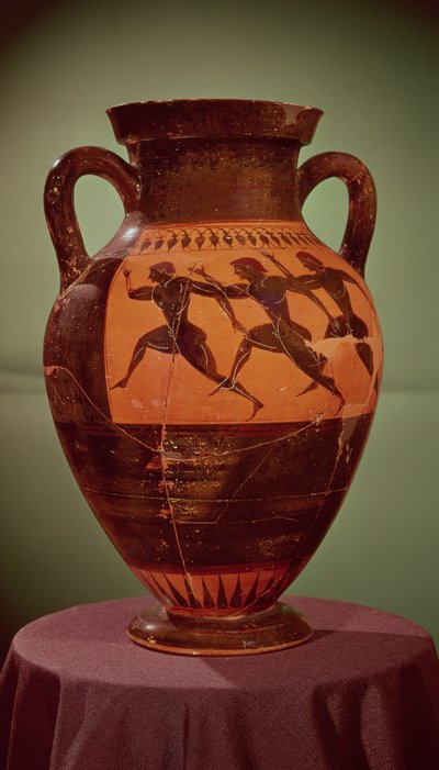 紀元前600〜550年のレースのランナーを描いたギリシャの黒像式アンフォラ 作： Unbekannt Unbekannt