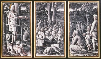 荒野で説教している洗礼者聖ヨハネのリモージュ三連祭壇画、16世紀 作： Unbekannt Unbekannt