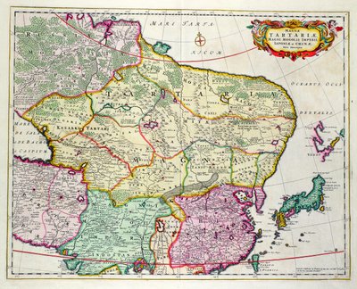 日本と中国を示すモンゴルの地図、1680年頃、フレデリックデウィット作 作： Unbekannt Unbekannt