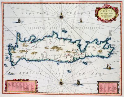 クレタ島、1570年頃の地図、アブラハムオルテリウス作（1527〜98年） 作： Unbekannt Unbekannt