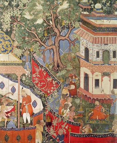 ロスタムは、インドまたはパキスタンの「ハムザナマ」（ハムザの書）、1562-77年（綿に不透明なトイレ）から、ミールアフルツへの愛を裏切った少女を発見します。 作： Unbekannt Unbekannt