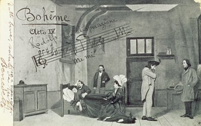 オペラ「ラボエーム」第4幕の場面、ジャコモプッチーニ作（1858〜1924年）（bw写真） 作： Unbekannt Unbekannt