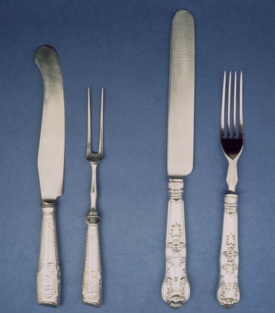 シルバーナイフアンドフォーク、シェフィールド、c.1780以降のバージョン1835、AtkinとOxley 作： Unbekannt Unbekannt