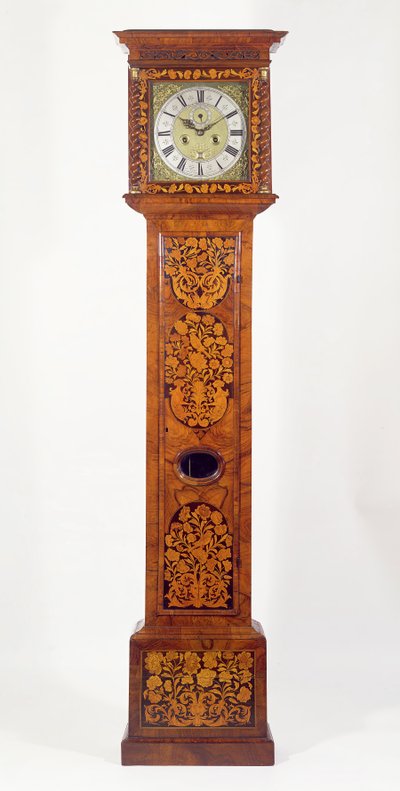 ウォルナットパネルの寄木細工のロングケース時計、James Clowes（fl.1671-89） 作： Unbekannt Unbekannt