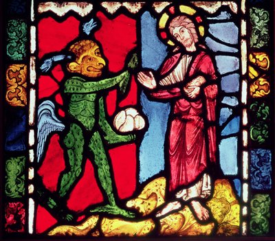 1225年頃、砂漠でのキリストの誘惑を示すトロワ大聖堂の窓 作： Unbekannt Unbekannt