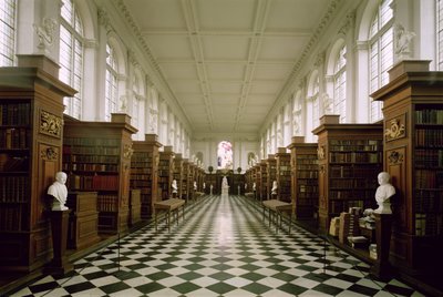 レン図書館、インテリアビュー、1676年から844年、クリストファーレン卿、トリニティカレッジ、ケンブリッジ、イギリスによって建設（1632-1723） 作： Unbekannt Unbekannt