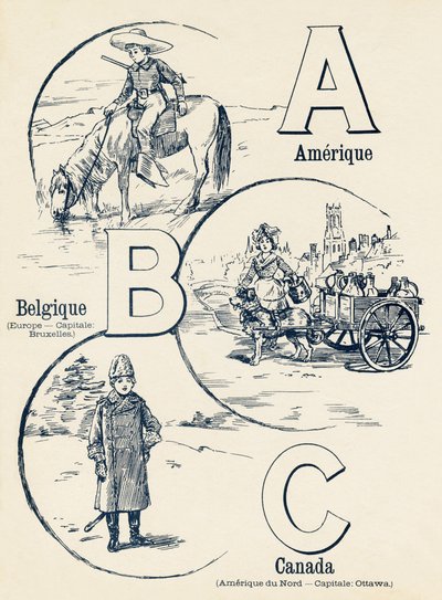 A B C : アメリカ、ベルギー、カナダ、二つの世界のABC。1900年頃、パリで出版されたエミール・ゲランの作品。寸法 : 27,5 x 21,5 cm 作： Unbekannt