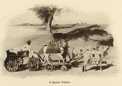古風な乗り物 このような牛車は、現在では古代のものとして失われている。 作： Unbekannter Künstler