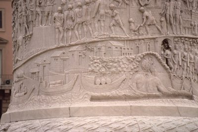 ローマ時代の港とローマ時代の陣地構築 トラヤヌスの列柱より 紀元2世紀 (石の彫刻) (詳細) 作： Unbekannt