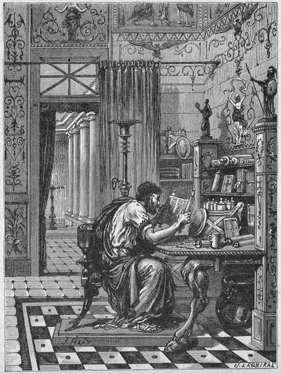 書斎のローマ人、1880年頃（版画） 作： Unbekannter Künstler
