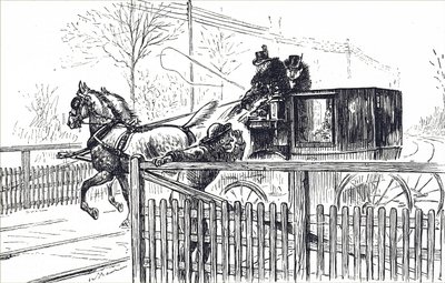 ロンドンの街を走る馬と馬車。 作： Unbekannter Künstler