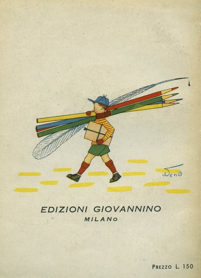 ペンと鉛筆を身につけた小学生の姿。子供用の音楽アルバム。Edizioni Giovannino, sd. 作： Unbekannt