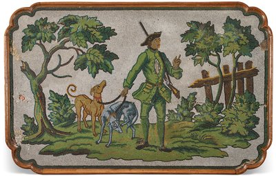 ジャーマンオークとビーズ細工の臨時テーブルの天板、c. 1740年 作： Unbekannter Künstler