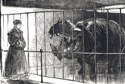 リージェンツ・パーク動物園の女性。 作： Unbekannter Künstler