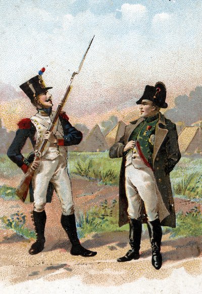 ナポレオン1世を呼び止める若い兵士 1805年19世紀（クロモリトグラフ） 作： Unbekannter Künstler