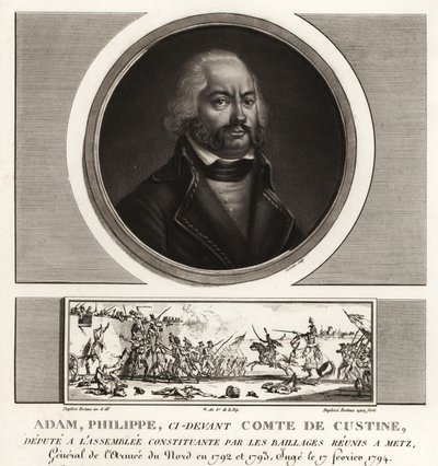 アダム・フィリップ、クスティーヌ伯爵、フランス革命派の将軍、反逆罪で処刑される 1793年 作： Unbekannt