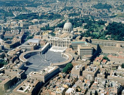 ギリシャ十字架のバジリカ、サン・ピエトロ広場とバチカン市国周辺の航空写真（写真 作： Unbekannt