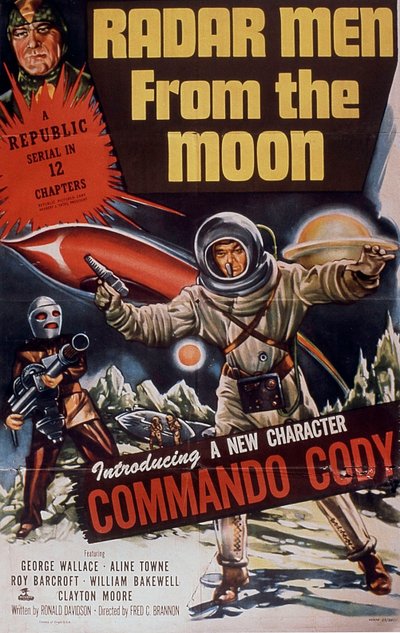 フレッド・ブラノン監督の映画『月から来た男たち（Radar men from the moon）』にジョルジュ・ウォレス、アライン・タウン、ロイ・バークロフトが出演したときの写真 1952年 作： Unbekannt